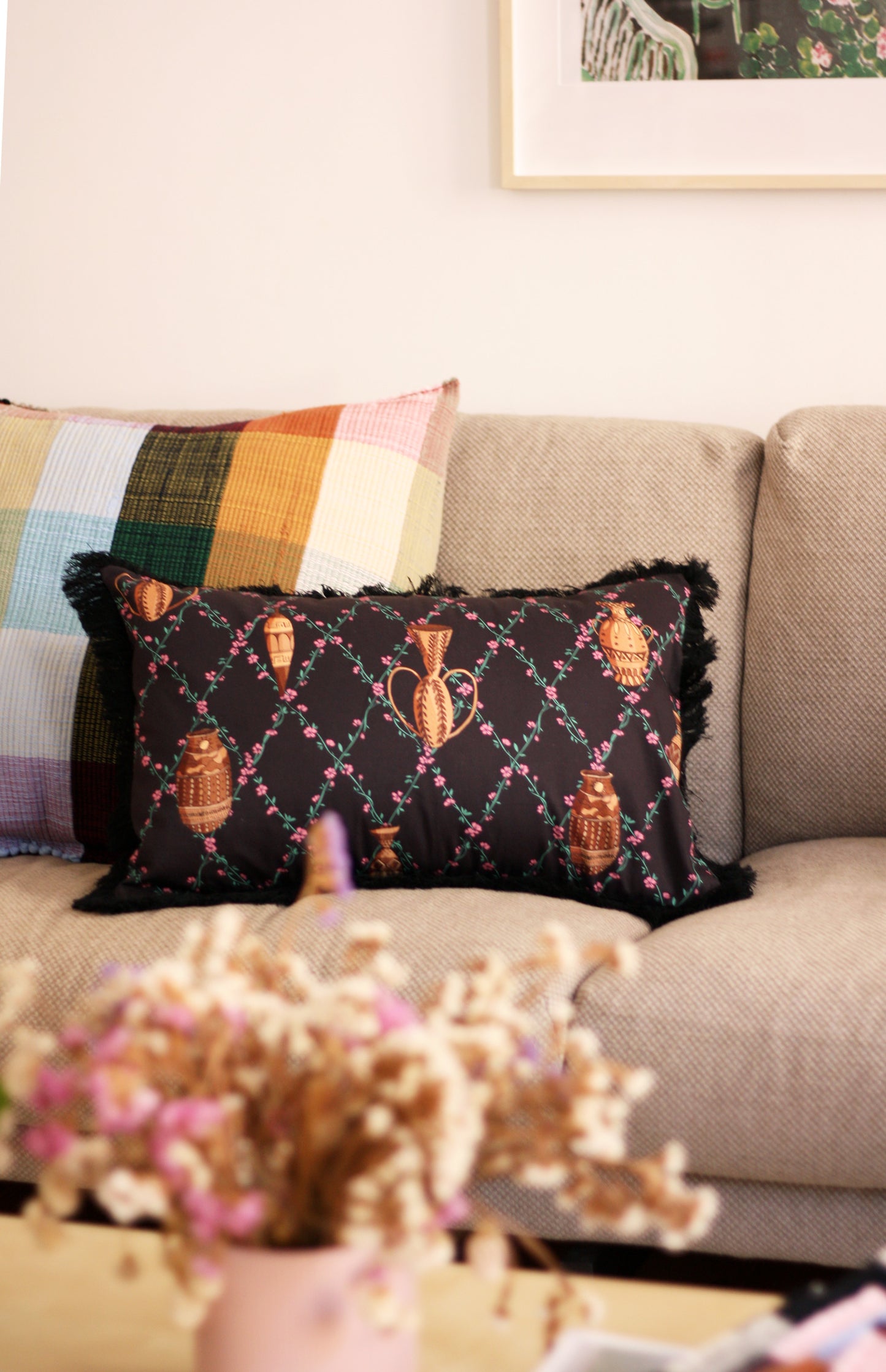 Clay pottery inspired cushion for unique home decor and home styling