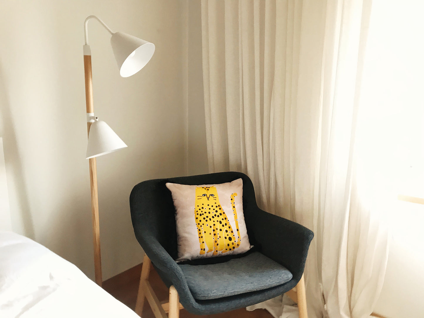 FAT CAT Yellow cushion designer cushions, silk scarfs, rugs and bags - My Friend Paco