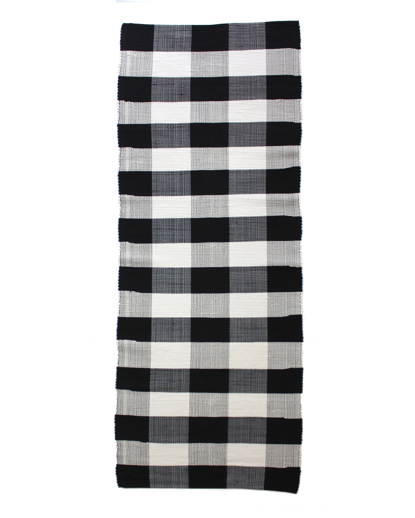 handwoven rug in checkered pattern