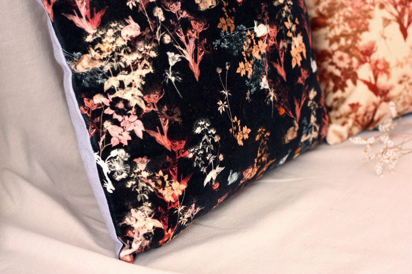 MAGICAL BUNNY II black velvet cushion designer cushions, silk scarfs, rugs and bags - My Friend Paco