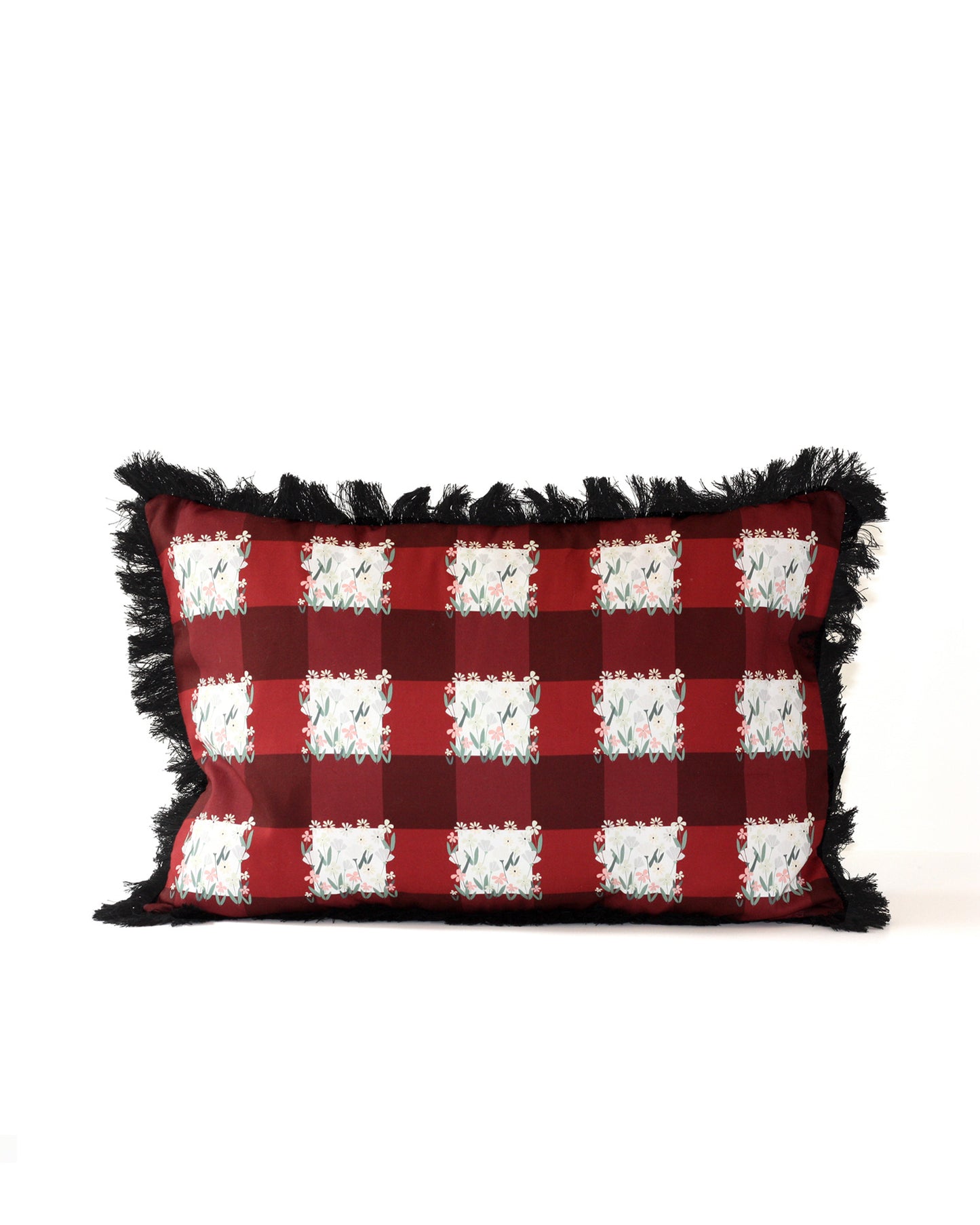 checkered pattern fringed large cushion by My Friend Paco