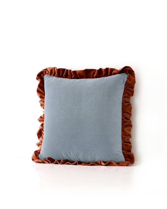 Luxury Velvet Ruffled Pillow handmade with cotton velvet by My Friend Paco for home decor