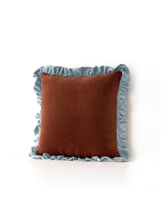 Luxury Velvet Ruffled Pillow handmade with cotton velvet by My Friend Paco for home decor