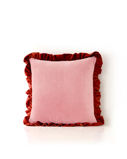 Luxury Velvet Ruffled Pillow handmade with cotton velvet by My Friend Paco for home decor