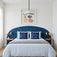 Decorative fun fringed cushion for children bedroom decor with blue fish print