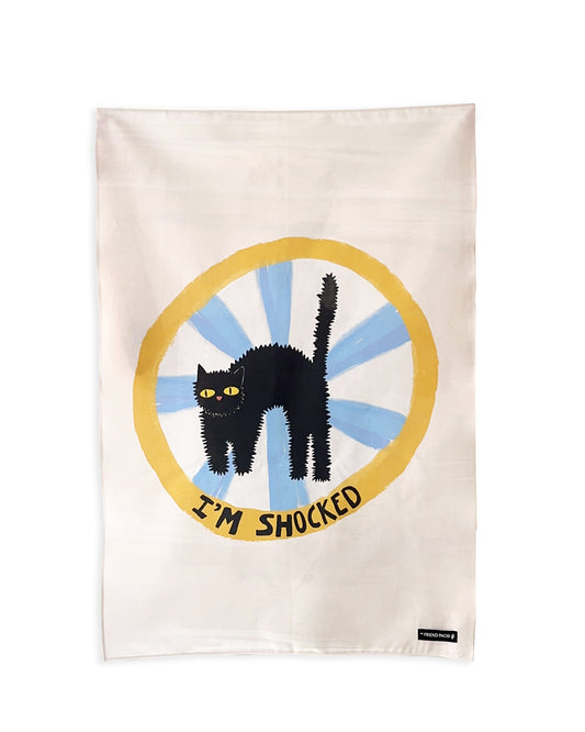 CAT SHOCKED printed tea towel - wall art - art prints 