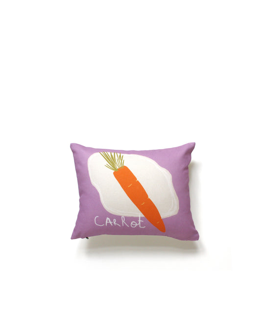 Veggie decorative cushion in vegetable print, made from organic cotton, eco-friendly, perfect for kids' rooms and modern home decor.