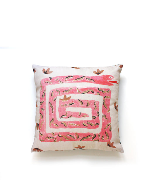 cobra snake printed pillow in pink by my friend paco home goods design