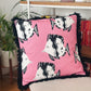 Decorative fun fringed cushion for children bedroom decor with pink fish print