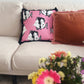 Decorative fun fringed cushion for children bedroom decor with pink fish print