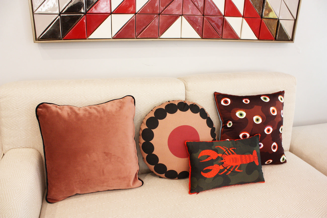 OOOH WINE round cushion designer cushions, silk scarfs, rugs and bags - My Friend Paco