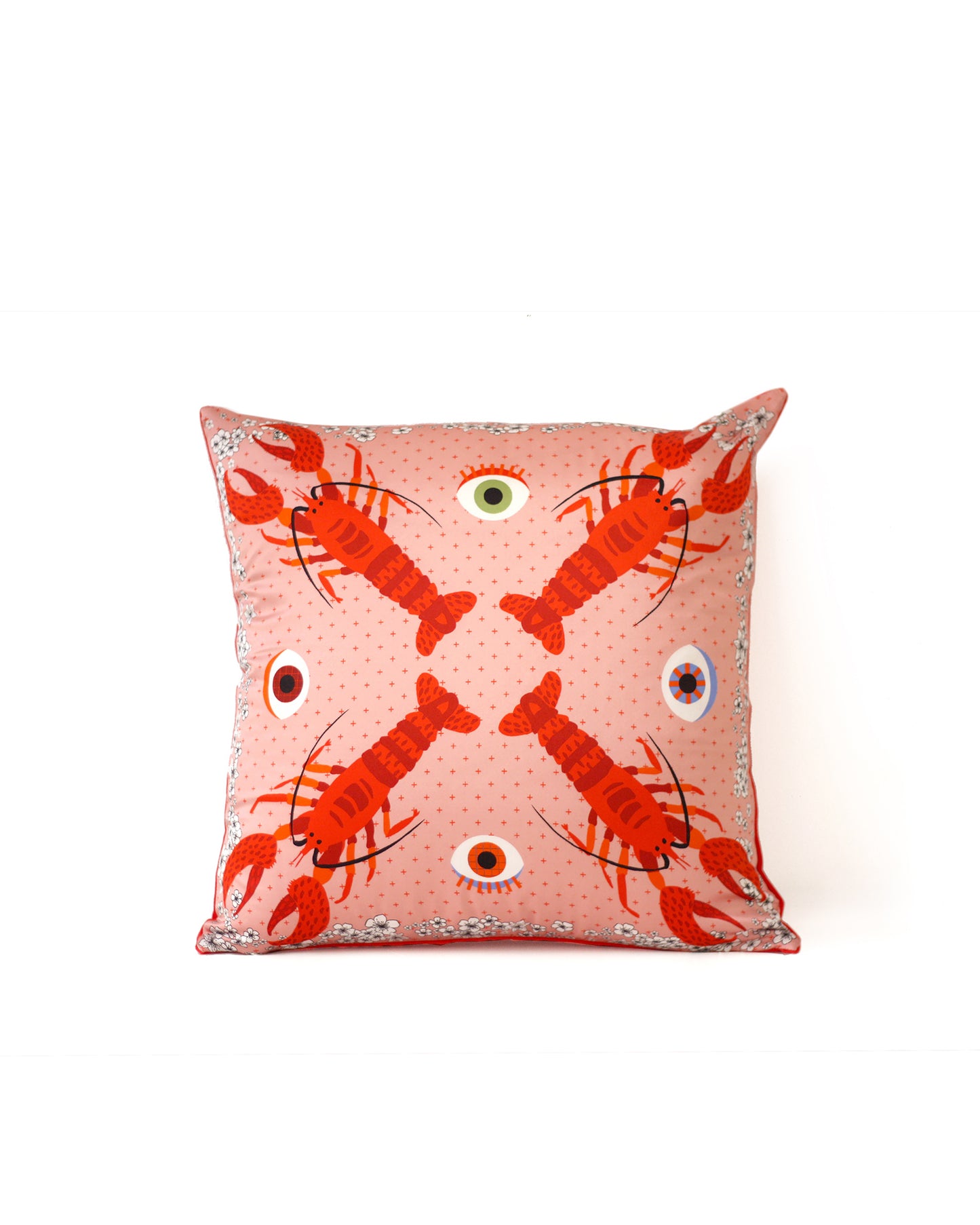 Lobster pink and red silk pillow - My Friend Paco