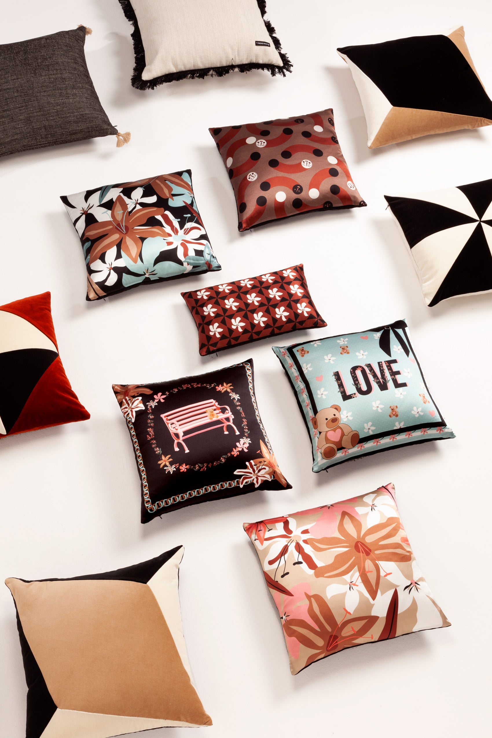 LOVE GARDEN silk cushion designer cushions, silk scarfs, rugs and bags - My Friend Paco