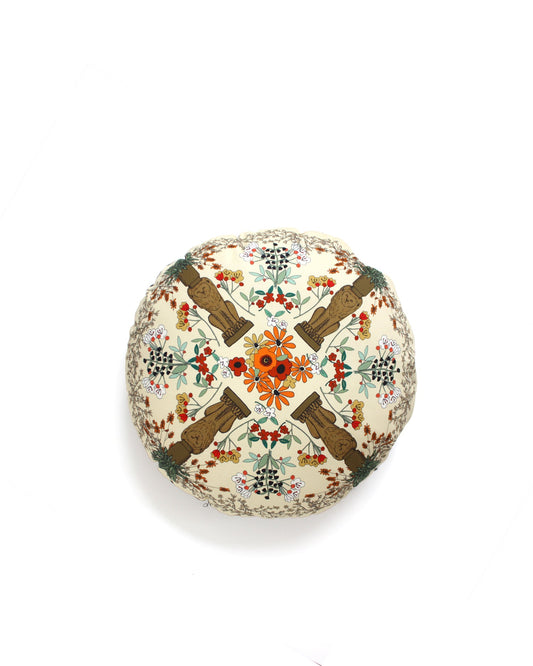 tropical jungle vibes round pillow with wild life pattern design